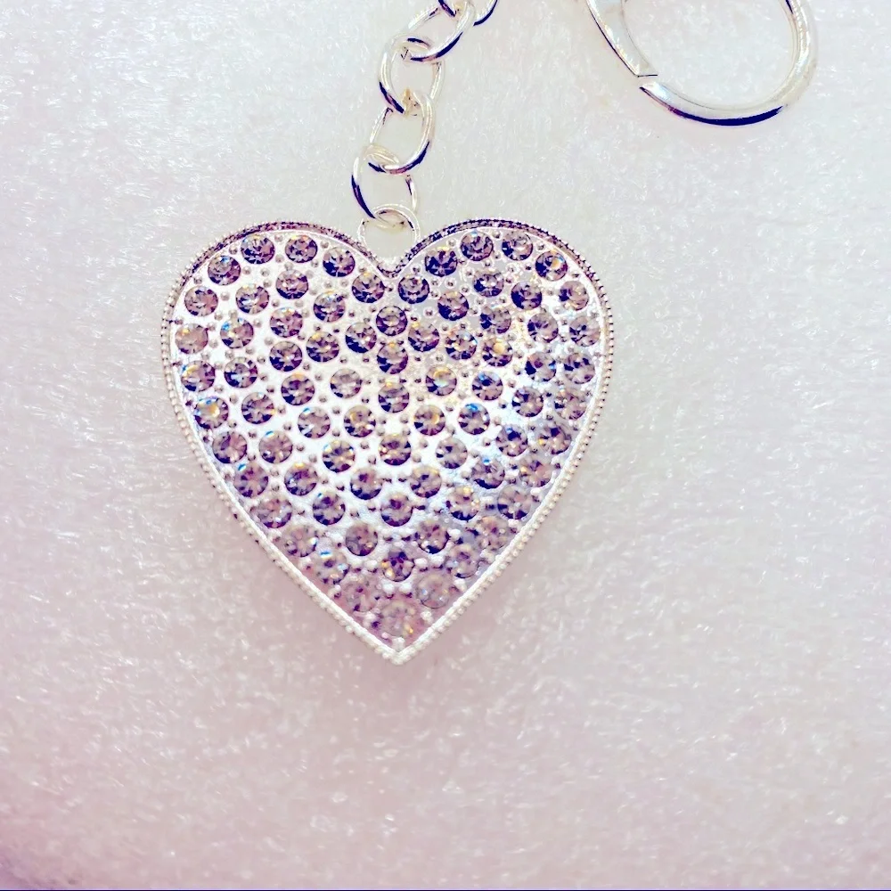 Purse Charm Key Chain Hearts Crystals